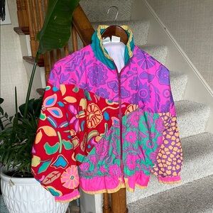 Vintage London Fog 80s Y2K Colorful Floral Patchwork Windbreaker Jacket